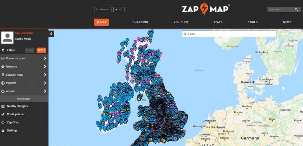 Zap-Map Destination Chargers