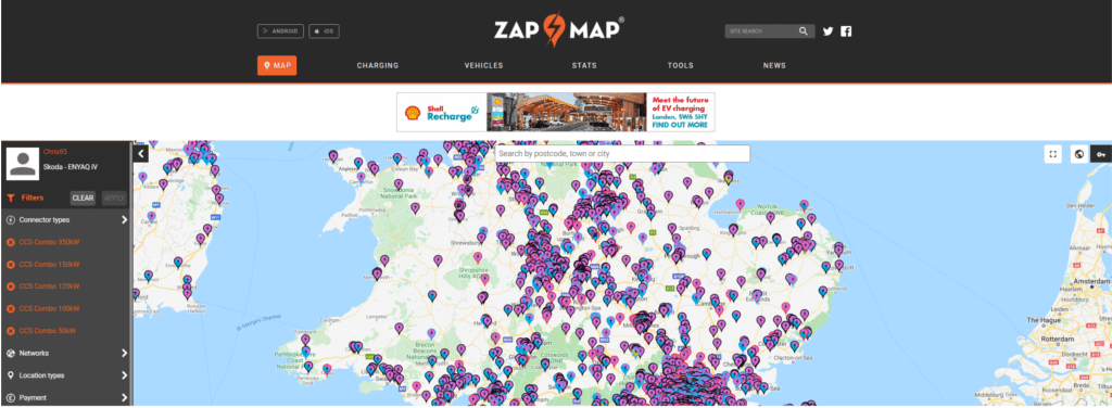 Zap Map Rapid Chargers